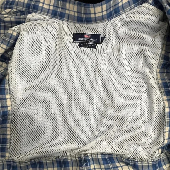 Vineyard Vines Harbor Blue White Flag Plaid Long Sleeve Shirt, Men’s Size Medium - Picture 10 of 14